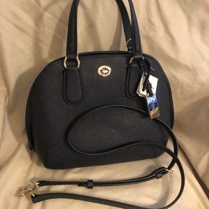 Coach Navy Blue Domed Satchel 8"H x 10"L x 7.5" W